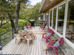 The deck is a favorite place to be. BBQ with propane are available for use.